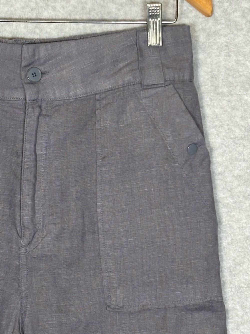 Tahari Utility-Style Linen Trousers Pants-Gray-Women Size Medium